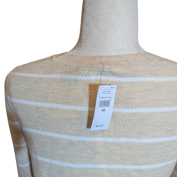 New GAP tan/White Striped Knit Lightweight Sweater NWT Sz XS - Picture 6 of 8